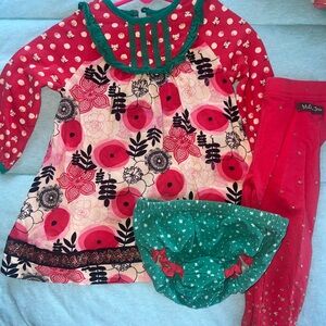 Matilda Jane Red and Green Kids Matching Set